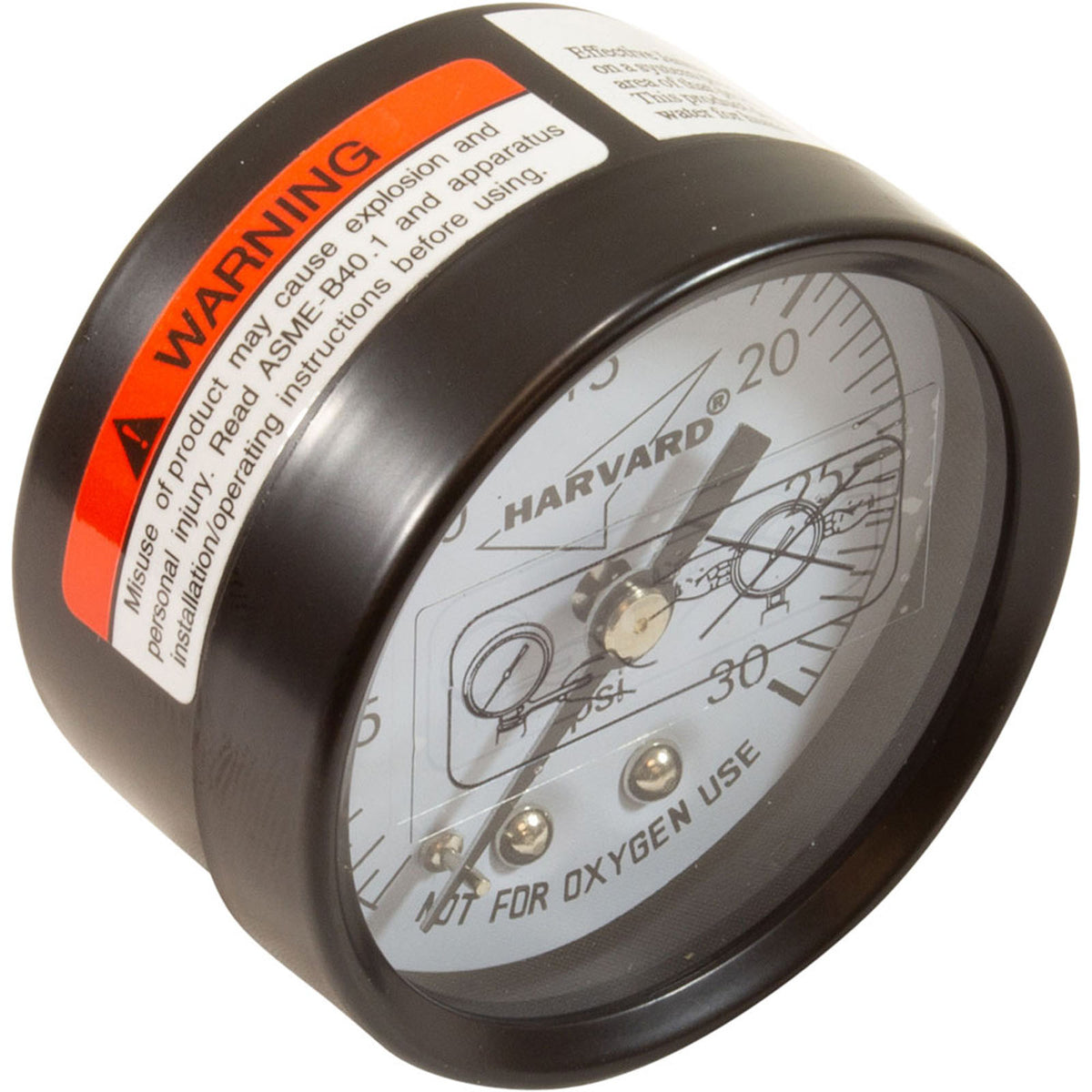 Pressure Gauge, 1/4"mpt, 0-30psi, Back Mount, 2"fd,Generic