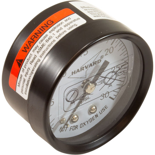 Pressure Gauge, 1/4"mpt, 0-30psi, Back Mount, 2"fd,Generic