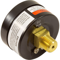 Pressure Gauge, 1/4"mpt, 0-30psi, Back Mount, 2"fd,Generic