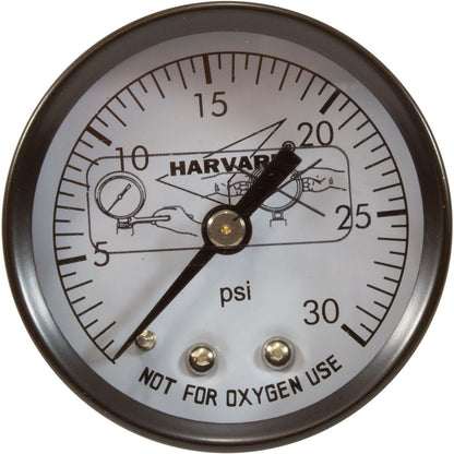 Pressure Gauge, 1/4"mpt, 0-30psi, Back Mount, 2"fd,Generic