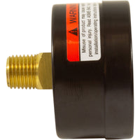 Pressure Gauge, 1/4"mpt, 0-30psi, Back Mount, 2"fd,Generic