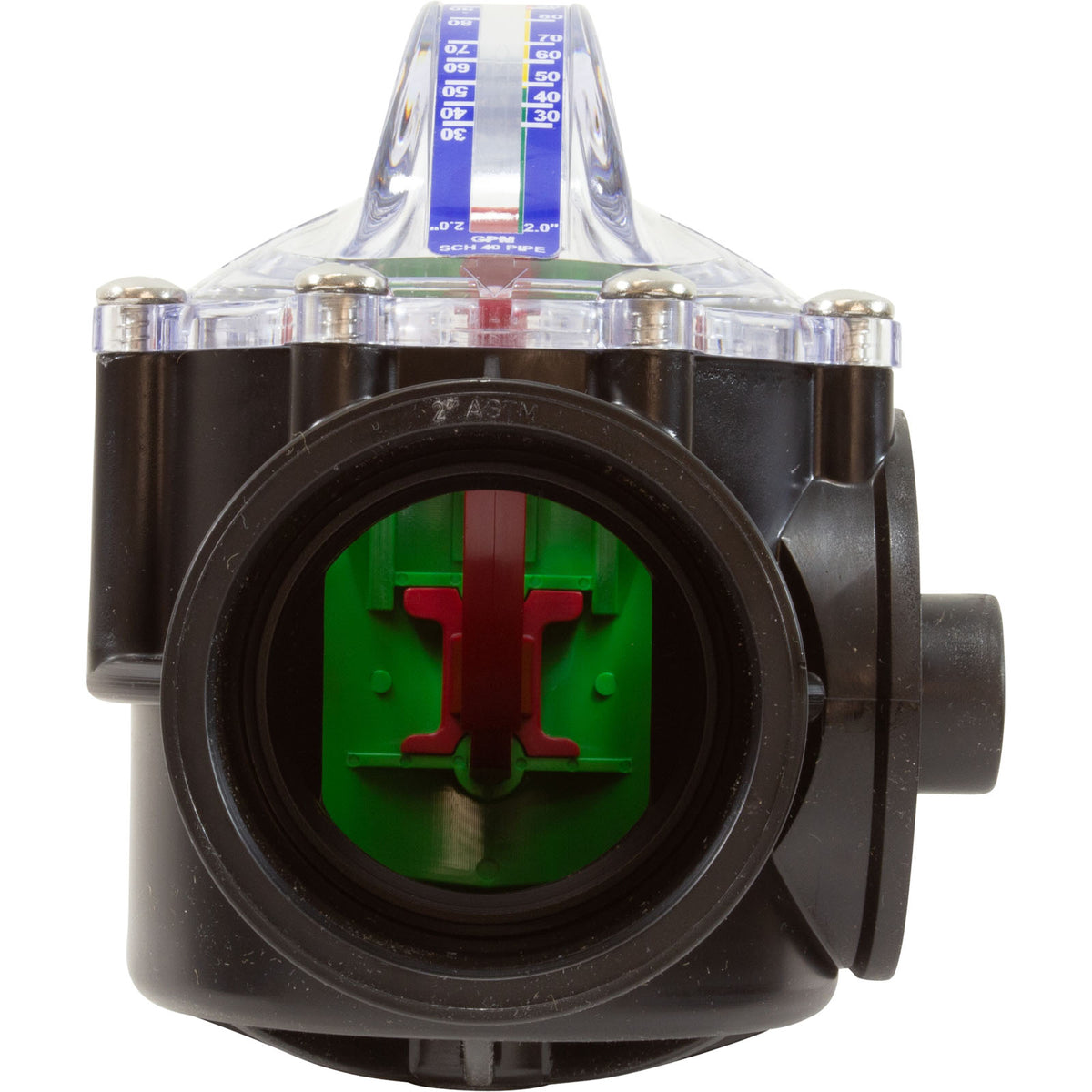 H2Flow FlowVis Flow Meter and Check Valve, 2 in / 2-1/2 in Spigot, with Safety Flapper