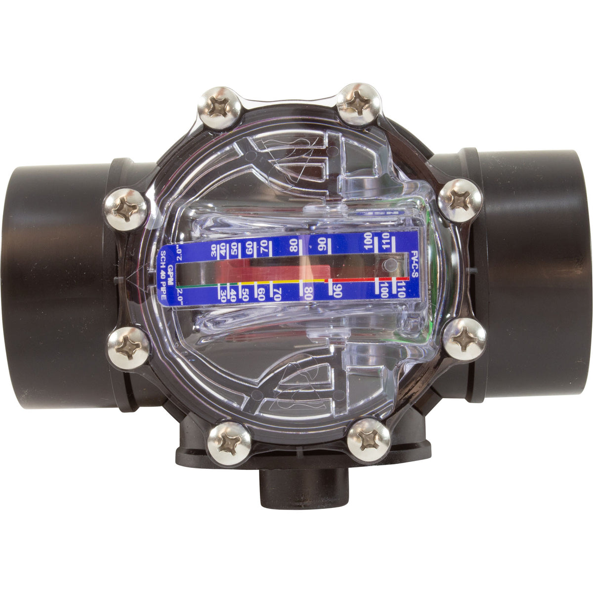 H2Flow FlowVis Flow Meter and Check Valve, 2 in / 2-1/2 in Spigot, with Safety Flapper