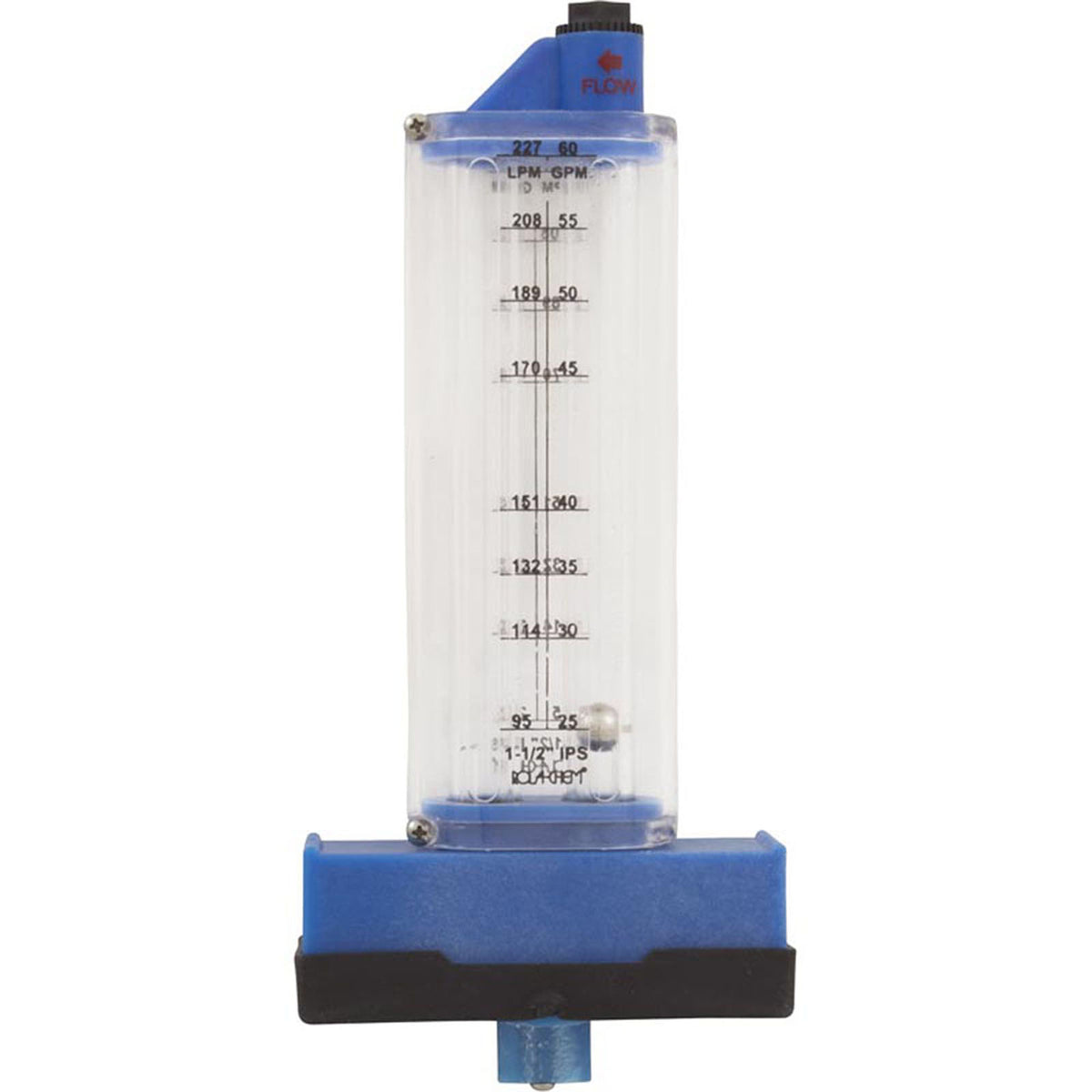 Flowmeter, Rola-Chem Top Mount, 1-1/2" PVC, 25-60 GPM