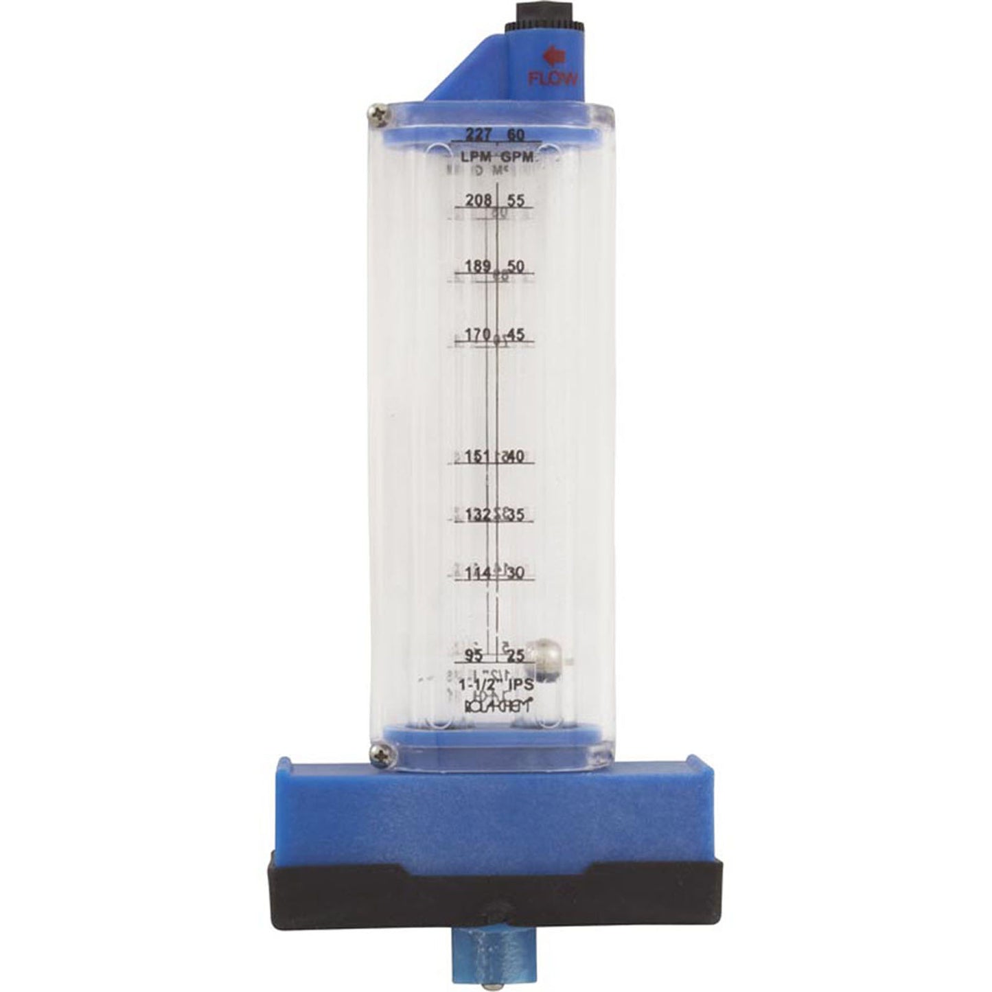 Flowmeter, Rola-Chem Top Mount, 1-1/2" PVC, 25-60 GPM