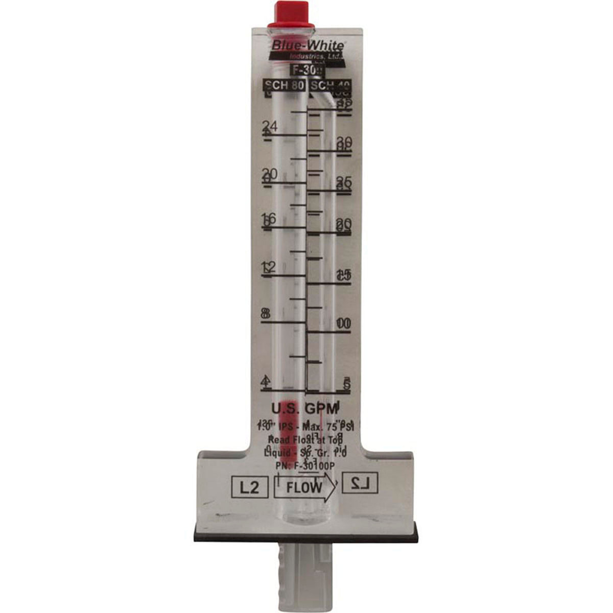 Flow Meter, Blue-White, F-300, for 1" PVC, 5-35 gpm
