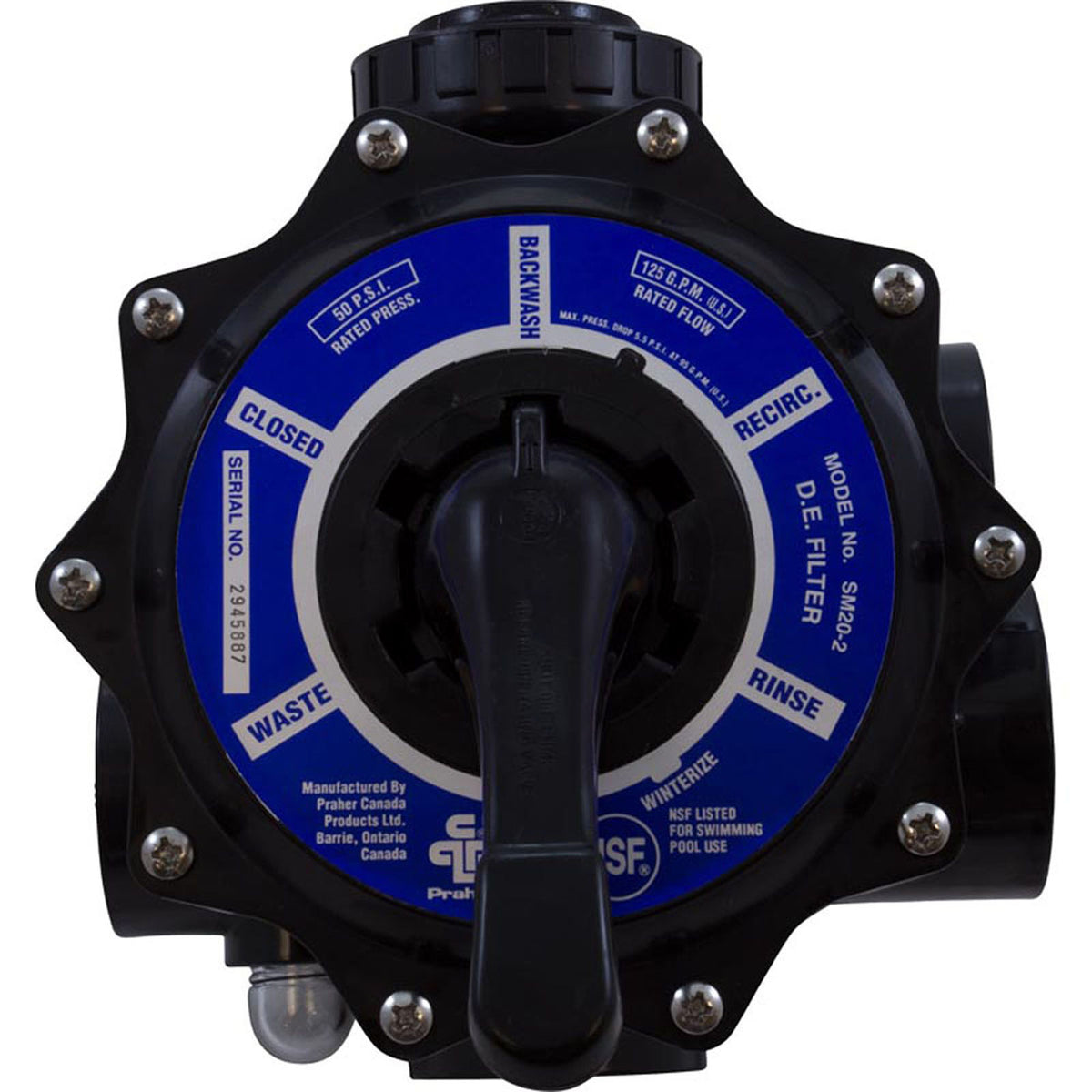 Multiport Valve, Praher SM2-HPXR50, 2", w/Hayward Plumbing