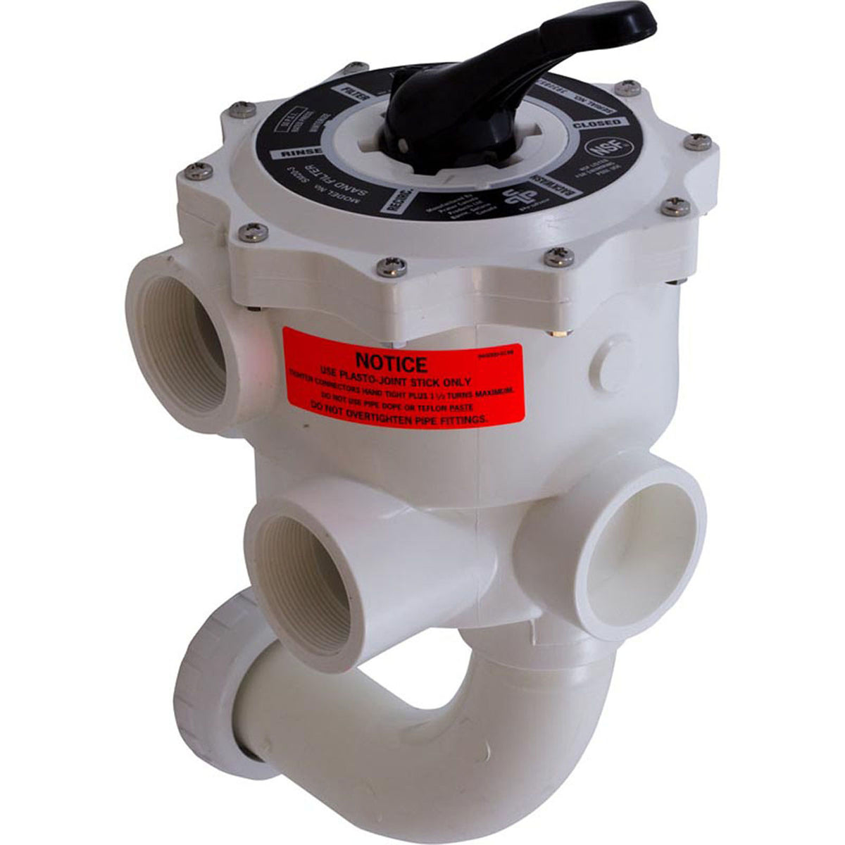 Multiport Valve, Praher SM2-SR3U, 2", w/StaRite Plumbing, Wht