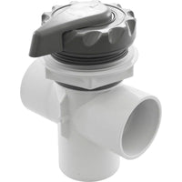 Diverter Valve, WW, 2", 2 Port, Top Mount, Scalloped, Gray