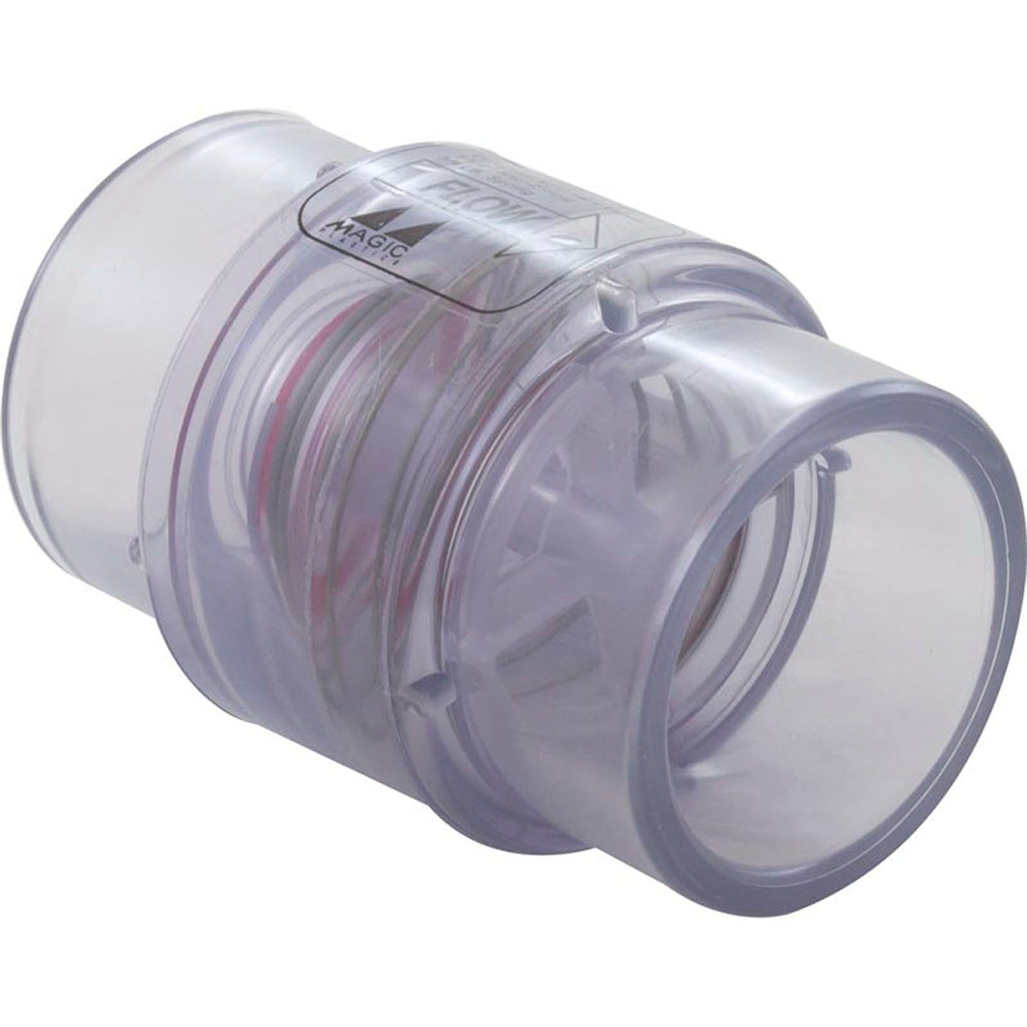 Check Valve, Magic Plastics, 1-1/2"s x 2"spg, 1/4 lb., Clear