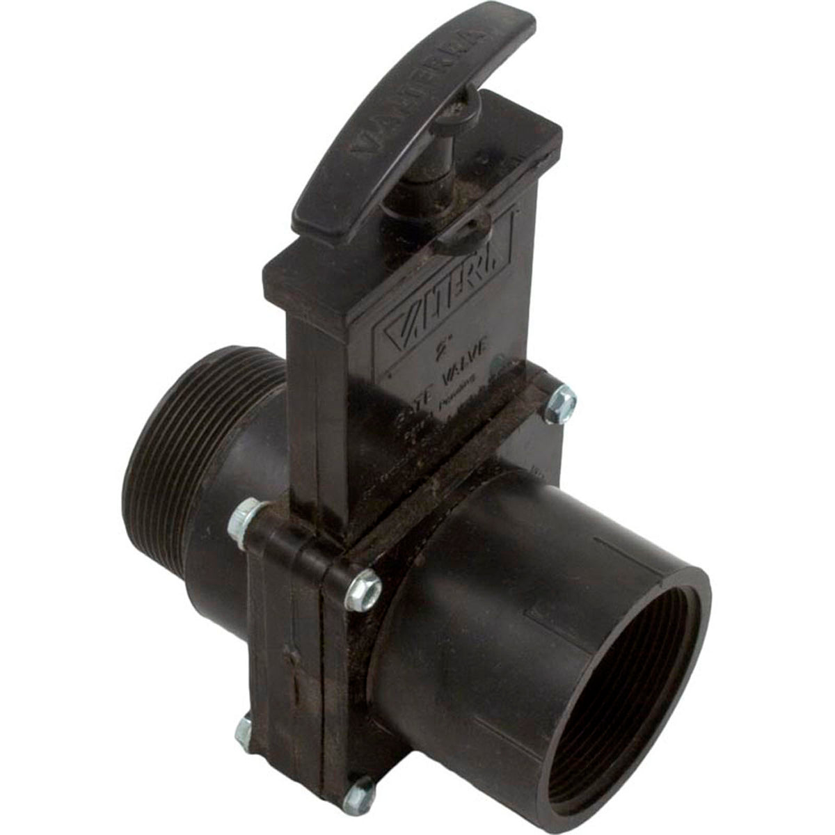 Gate Valve, 3 pc, Valterra, 2"fpt x 2"mpt, 40psi, Black