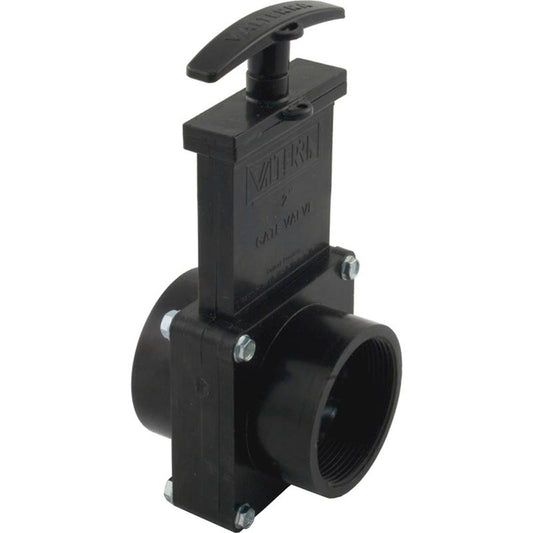 Gate Valve, 3 pc, Valterra, 2"fpt x 2"s, 40psi, Black