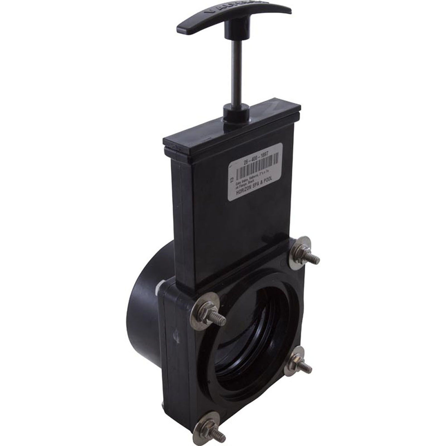 Gate Valve, 3 pc, Valterra, 3"s x Tank Flange, 30psi, Black