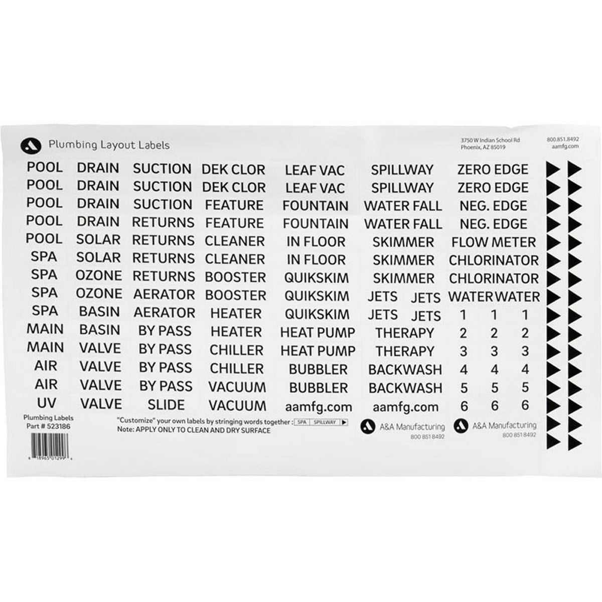 Plumbing Labels, A & A Manufacturing