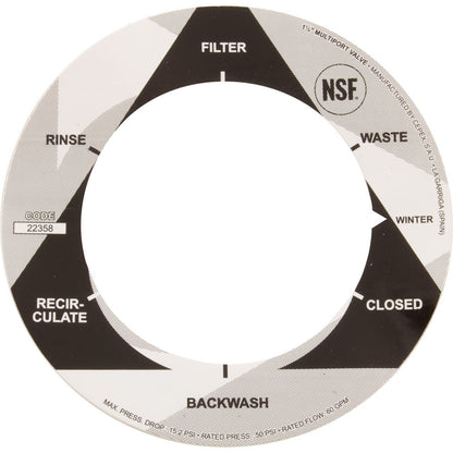 Étiquette, Astral, vannes multiports 1-1/2", 6 positions