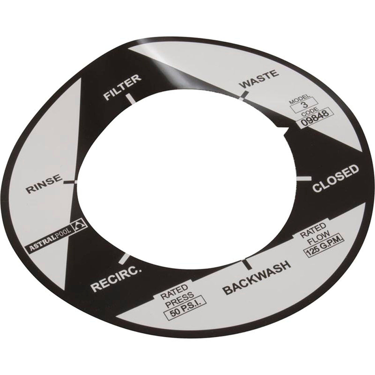Etiqueta, Astral, válvula multipuerto de 2", 6 posiciones