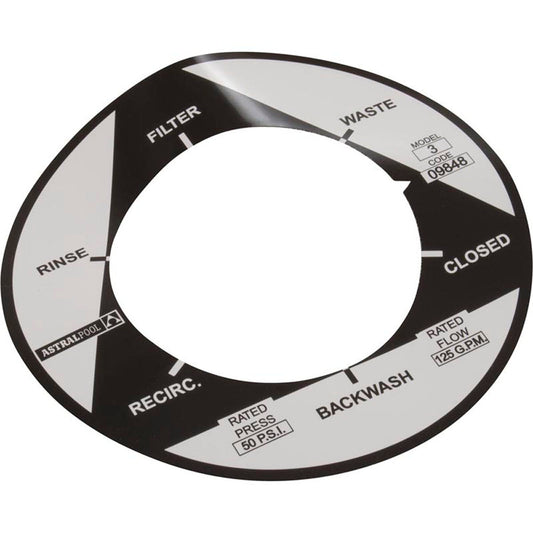 Label, Astral, 2" Multiport Valve, 6 Position