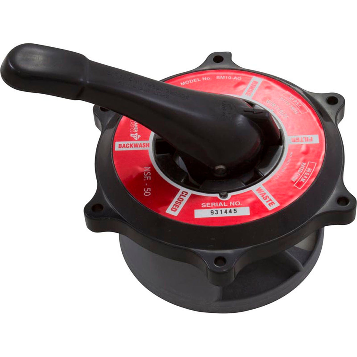 Lid Assembly, Praher ABS Top/Side Mount Valves, 1-1/2", Blk, 60gpm