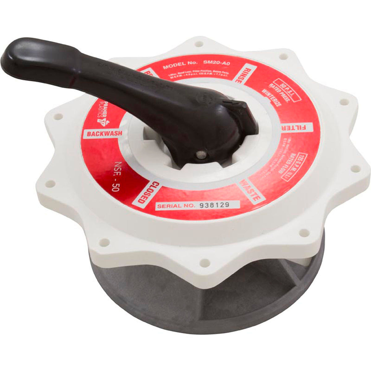Lid Assembly, Praher ABS Top/Side Mount Valves, w/ O-Ring, 2", White