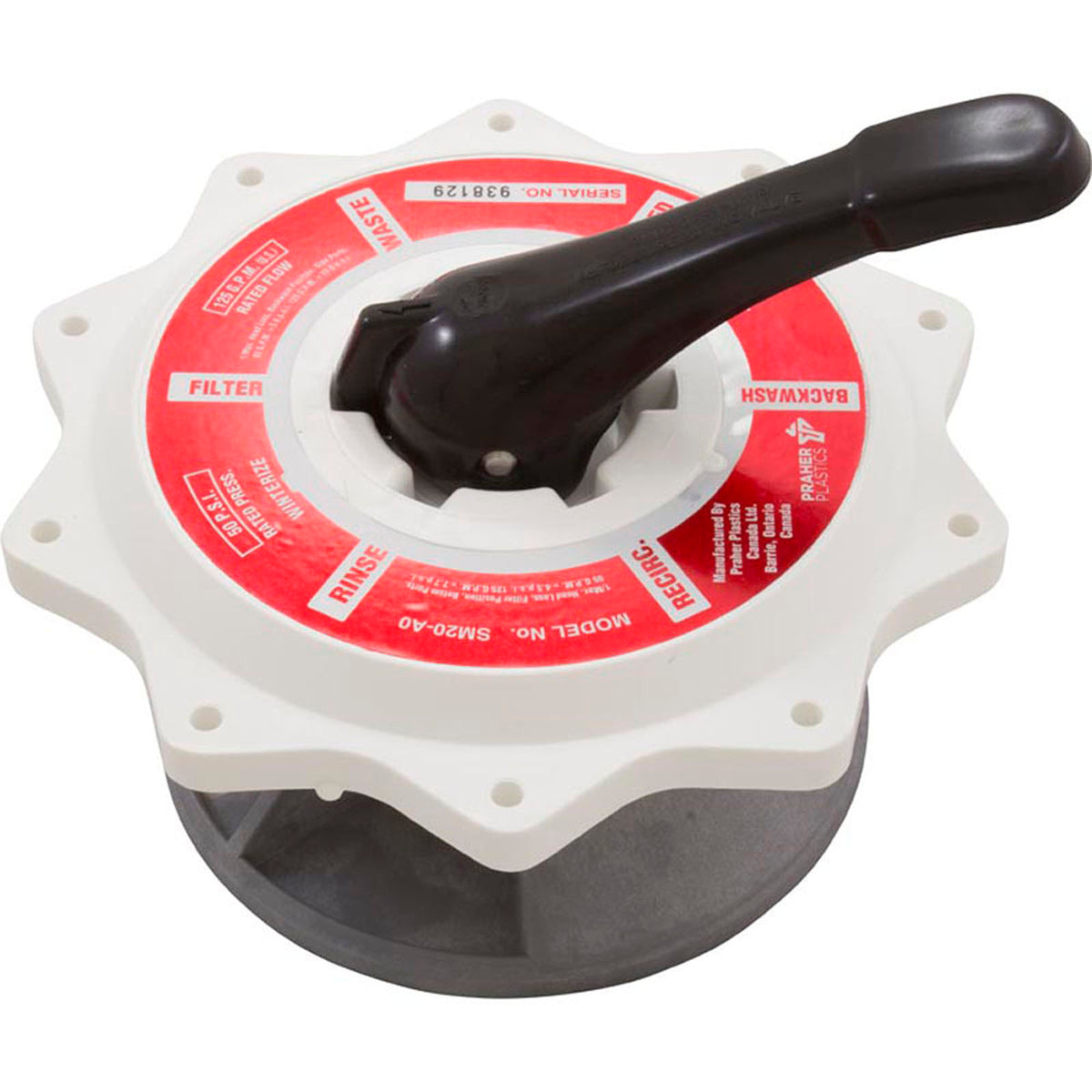 Lid Assembly, Praher ABS Top/Side Mount Valves, w/ O-Ring, 2", White