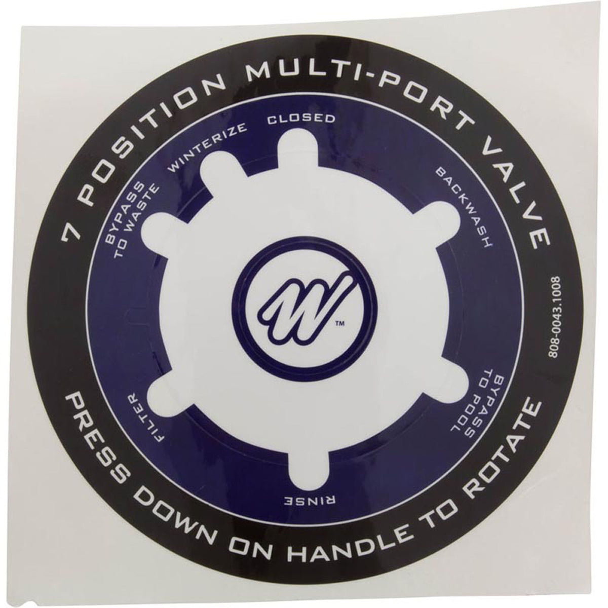 Decal, Waterway, 1-1/2" Top Mount Valve