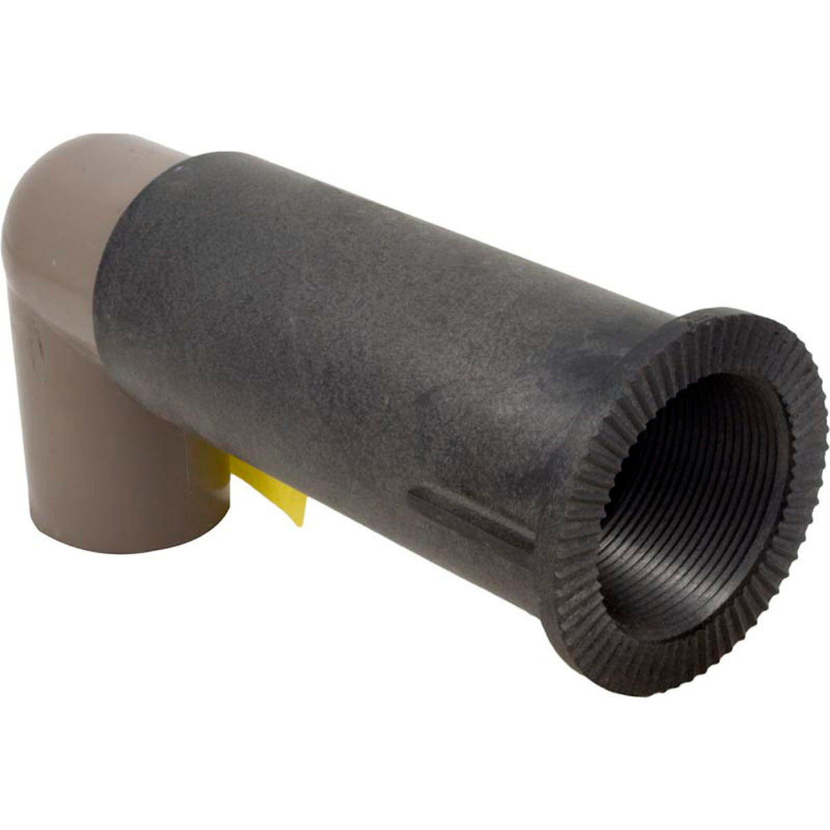 Plumbing fitting with brown and black colors on a white background
