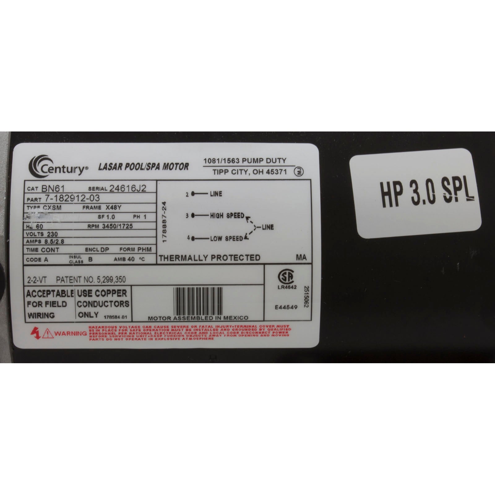 Pump, BWG Dura-Jet DJ, 3.0hp Century, 230v, 2-Speed, 56fr, 2", Kit