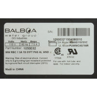 Pump, Bath, Balboa WOW, 115v, 7.5A, OEM, w/ Air Switch