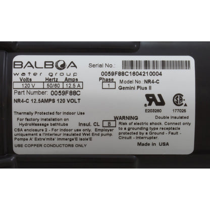 Pompe, bain, BWG Gemini Plus II VS, 1,5 cv, 115 V, 1-1/2", OEM