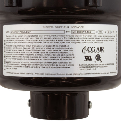 Blower, CG Air Millenium 3, 115v, 7.0A, 3-Spd, 3ft AMP, Heater, AS