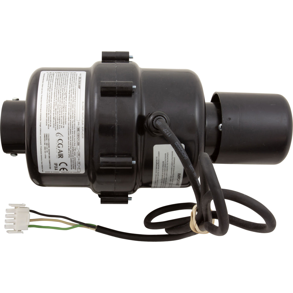 Blower, CG Air Millenium 3, 115v, 7.0A, 3-Spd, 3ft AMP, Heater, AS