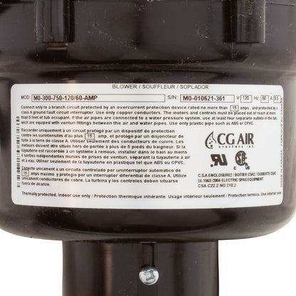 Blower, CG Air Millenium O, 115v, 9.5A, Heater, 3' AMP, w/Muffler