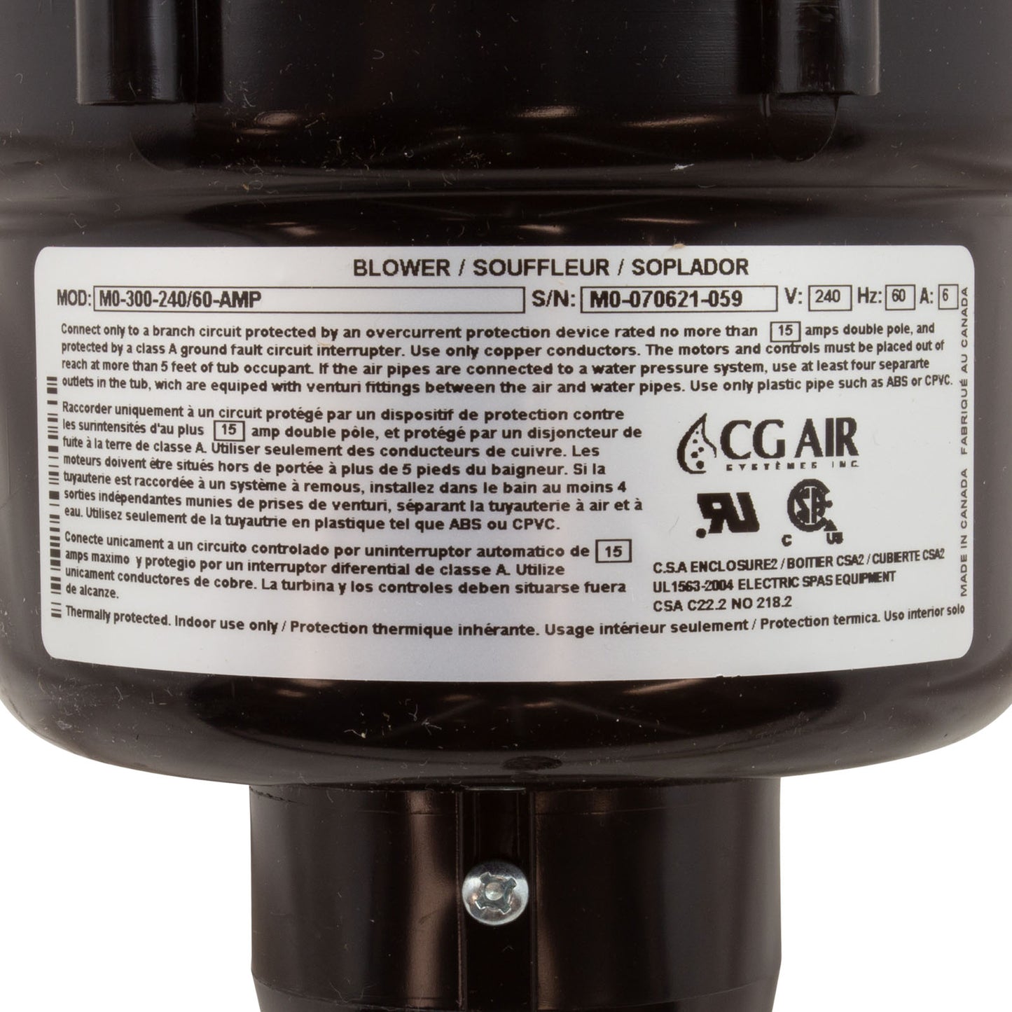 Soplador, CG Air Millenium O, 230 V, 6,0 A, calentador, 3' AMP, con silenciador