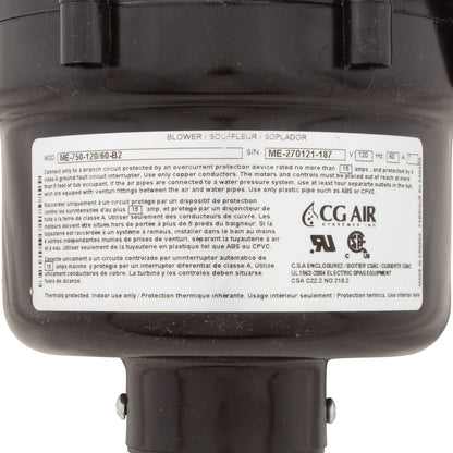 Blower, CG Air Millenium Eco, 115v, 7.0A, 3ft Molded Cord