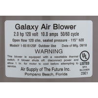 Blower, Air Supply Galaxy Pro, 2.0hp, 115v, 10.0A, Hardwire