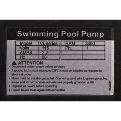 Bomba, serie Hayward VL, 115 V, 1 velocidad, sin filtro, OEM
