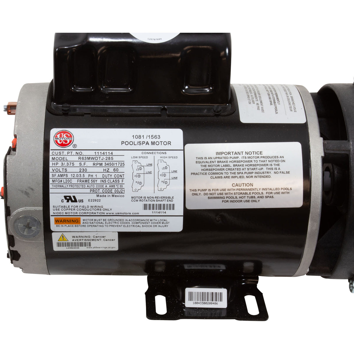 Pump, BWG Vico Ultimax, 3.0hp, 230v, 2-Spd, 56fr, 2", Side Disch