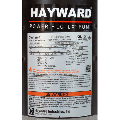 Pump, Hayward PowerFlo LX, 1.0hp, 115v, 1-Spd, 1-1/2", Nema