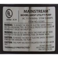 Pump, Submersible, Danner ProLine 6MSP, 1400GPH, 370W, 25' Cord