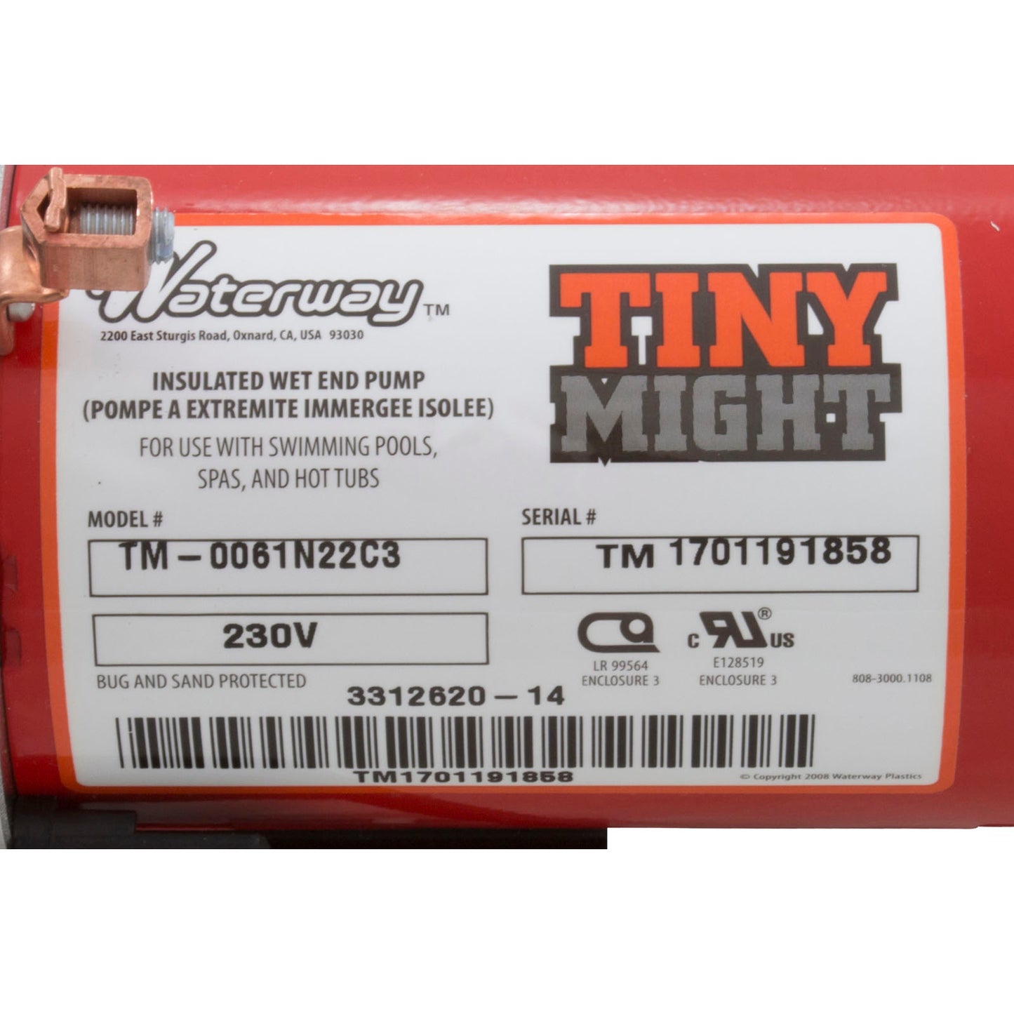 Bomba, circular, WW Tiny Might, 1/16 hp, 230 v, 1/2" sxs/1" unión, OEM