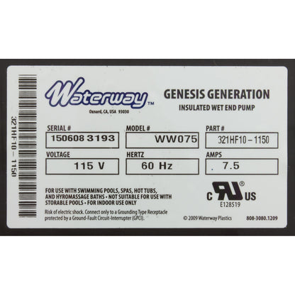 Bomba, baño, Waterway Genesis, 7,5 A, 115 V, 1-1/2", OEM, AS