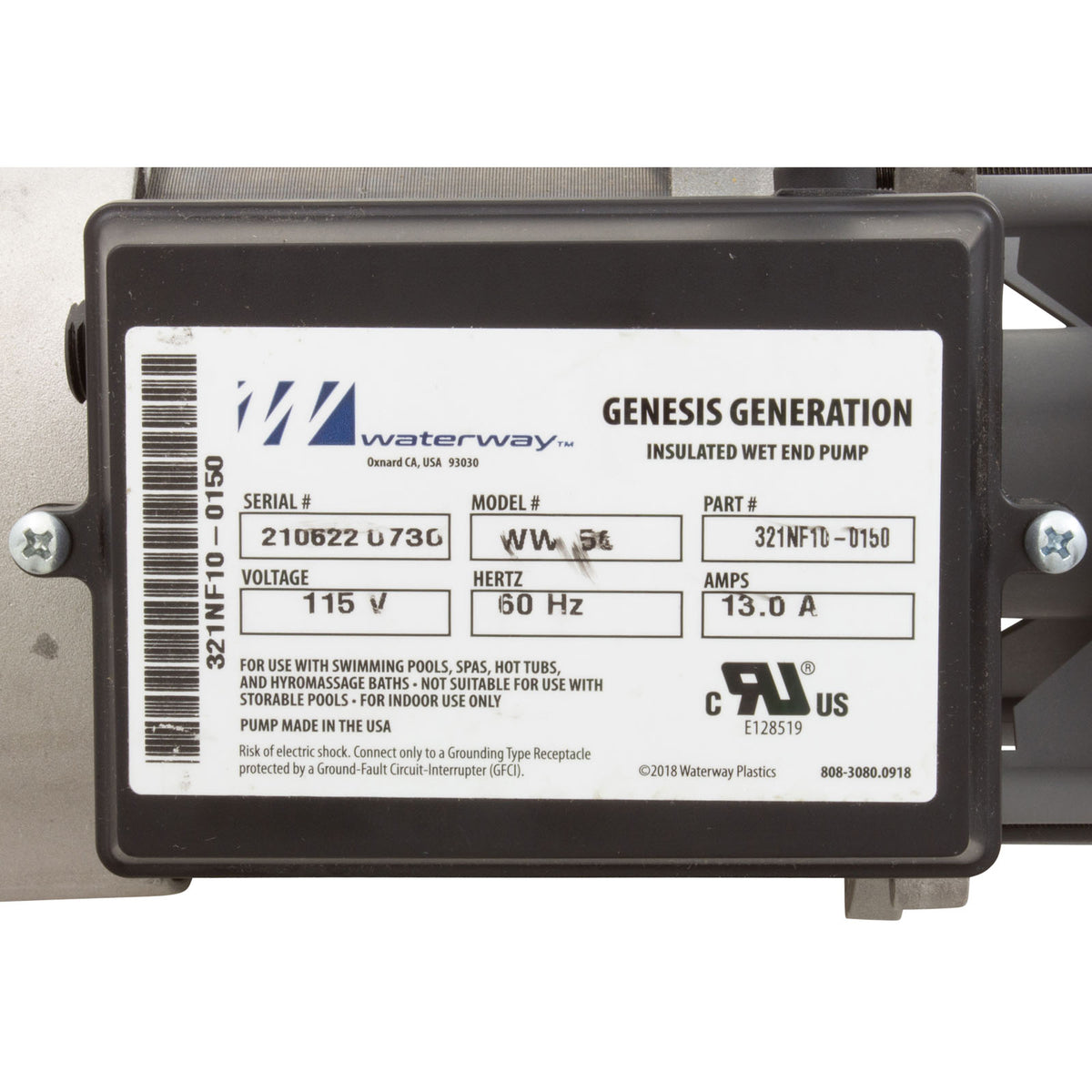 Pump, Bath, Waterway Genesis, 13.0A, 115v, 1-1/2", OEM, AS