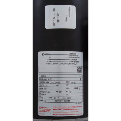 Bomba, serie WW E, Century, 1,5 hp, 115 V, 2 velocidades, 48 ​​pulgadas cúbicas, 1-1/2"