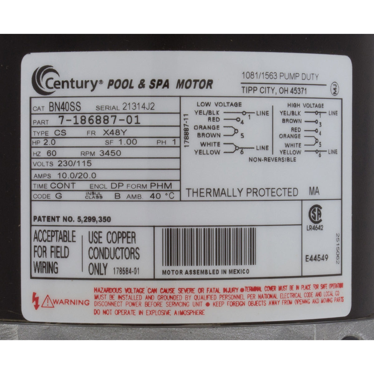 Pump,Bath,WW Ctr Disch,2.0hp,115v/230v,1-Spd,48fr,1-1/2",Kit