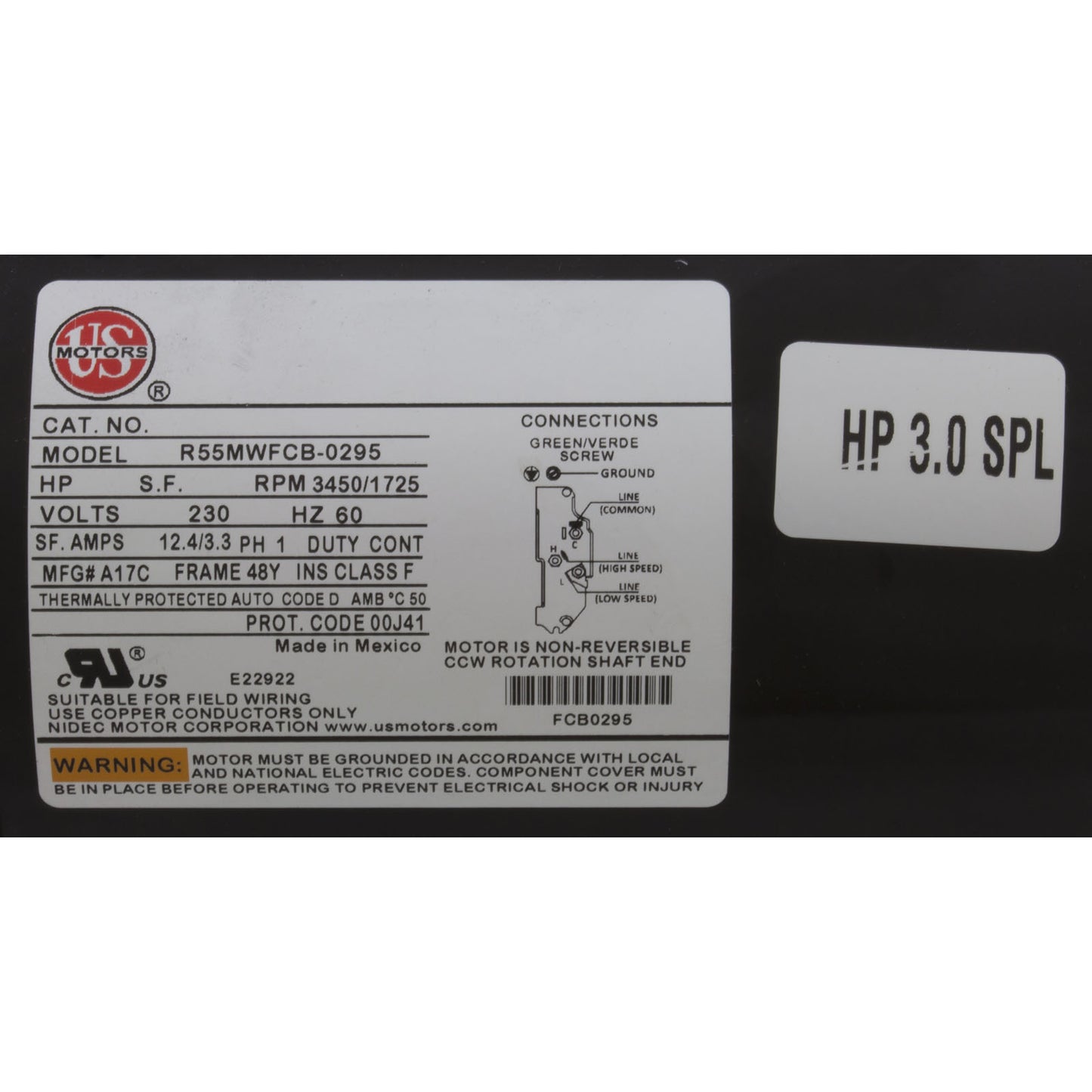 Pump, WW Hi-Flo, 3.0hp US Motors, 230v, 2-Spd, 48fr, 2"