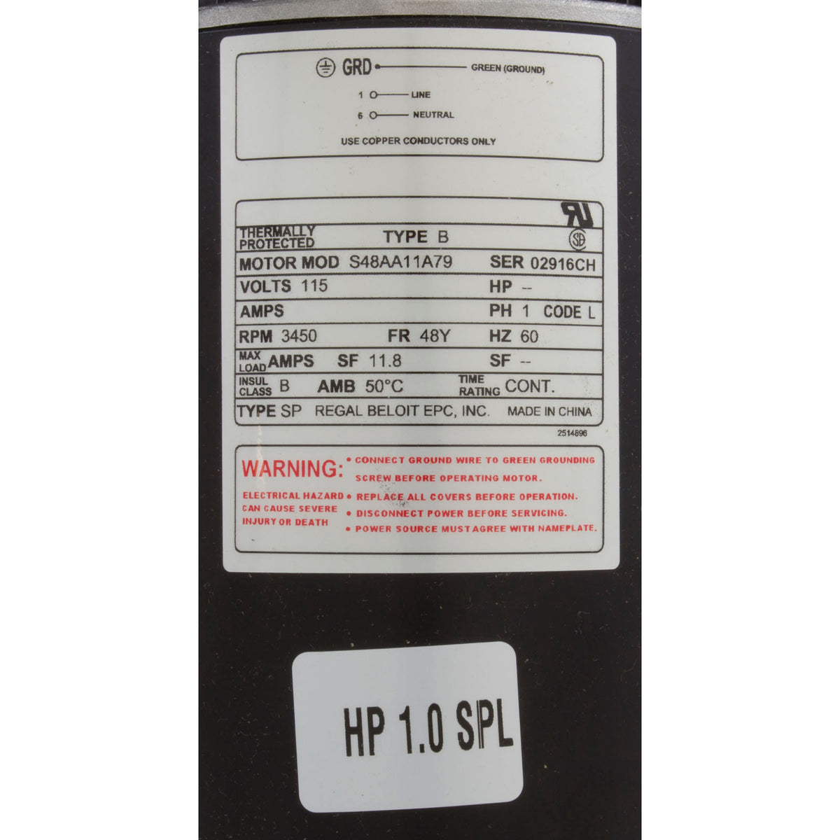 Pump, WW Exec, 1.0SPL Century, 115v, 1-Spd, 48fr, 2"