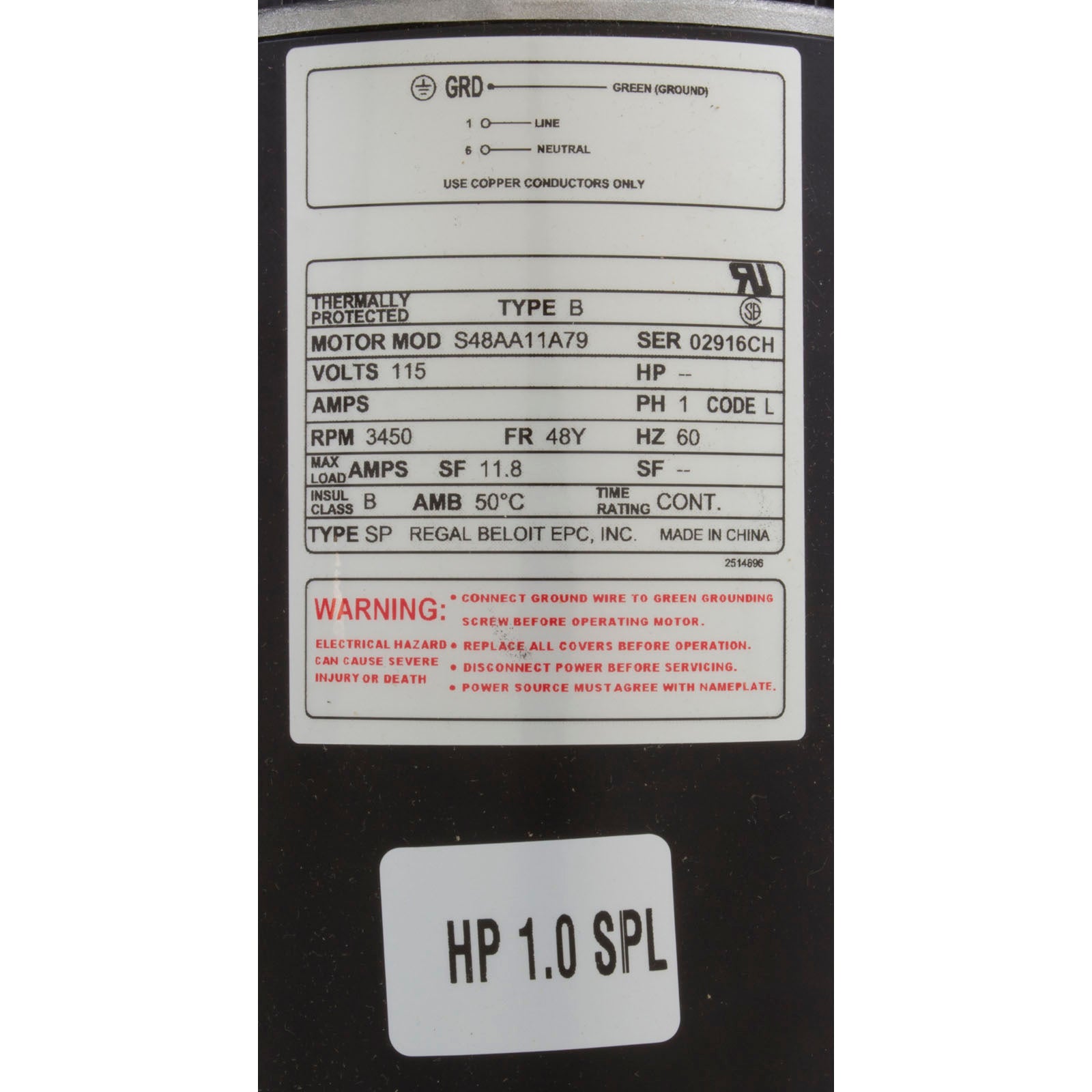 Pump, WW Exec, 1.0SPL Century, 115v, 1-Spd, 48fr, 2"
