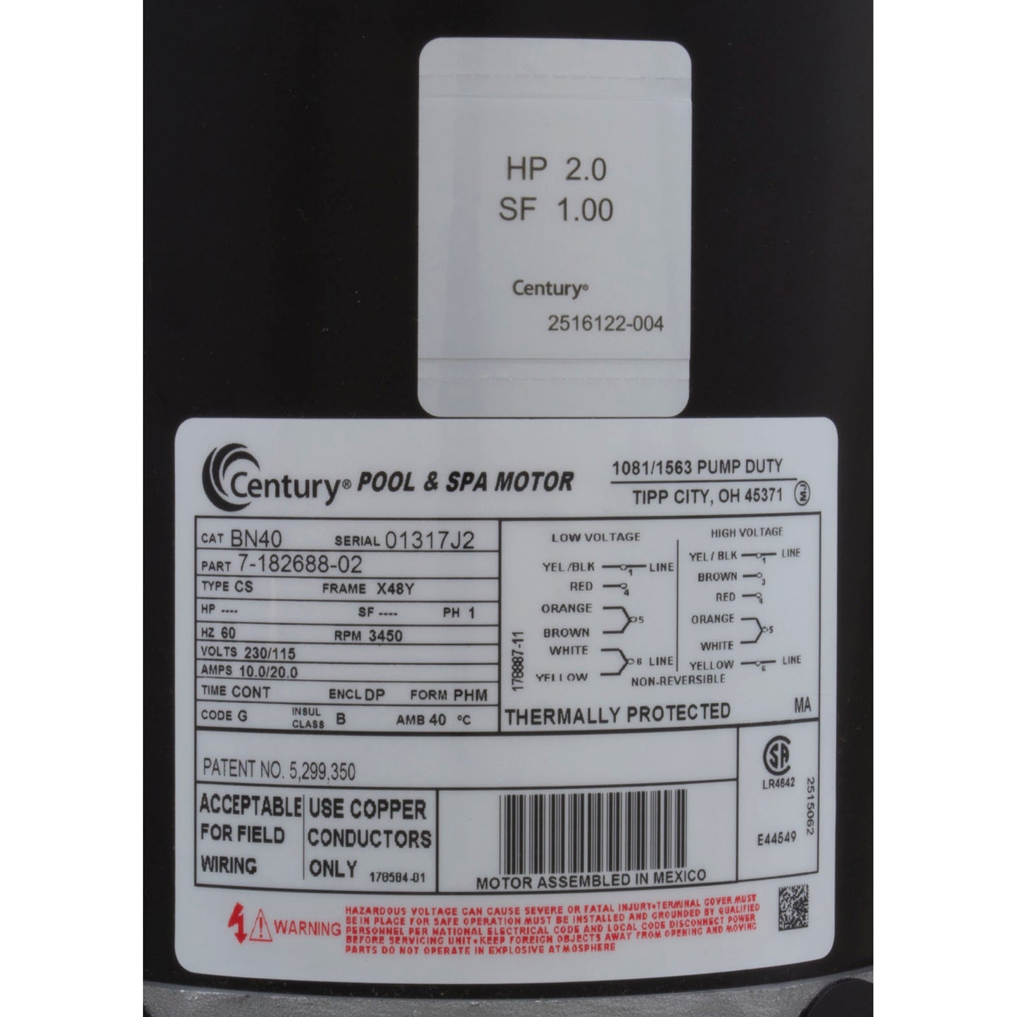 Pump, WW Exec, 2.0hp Century, Conv, 1-Speed, 48fr, 2"