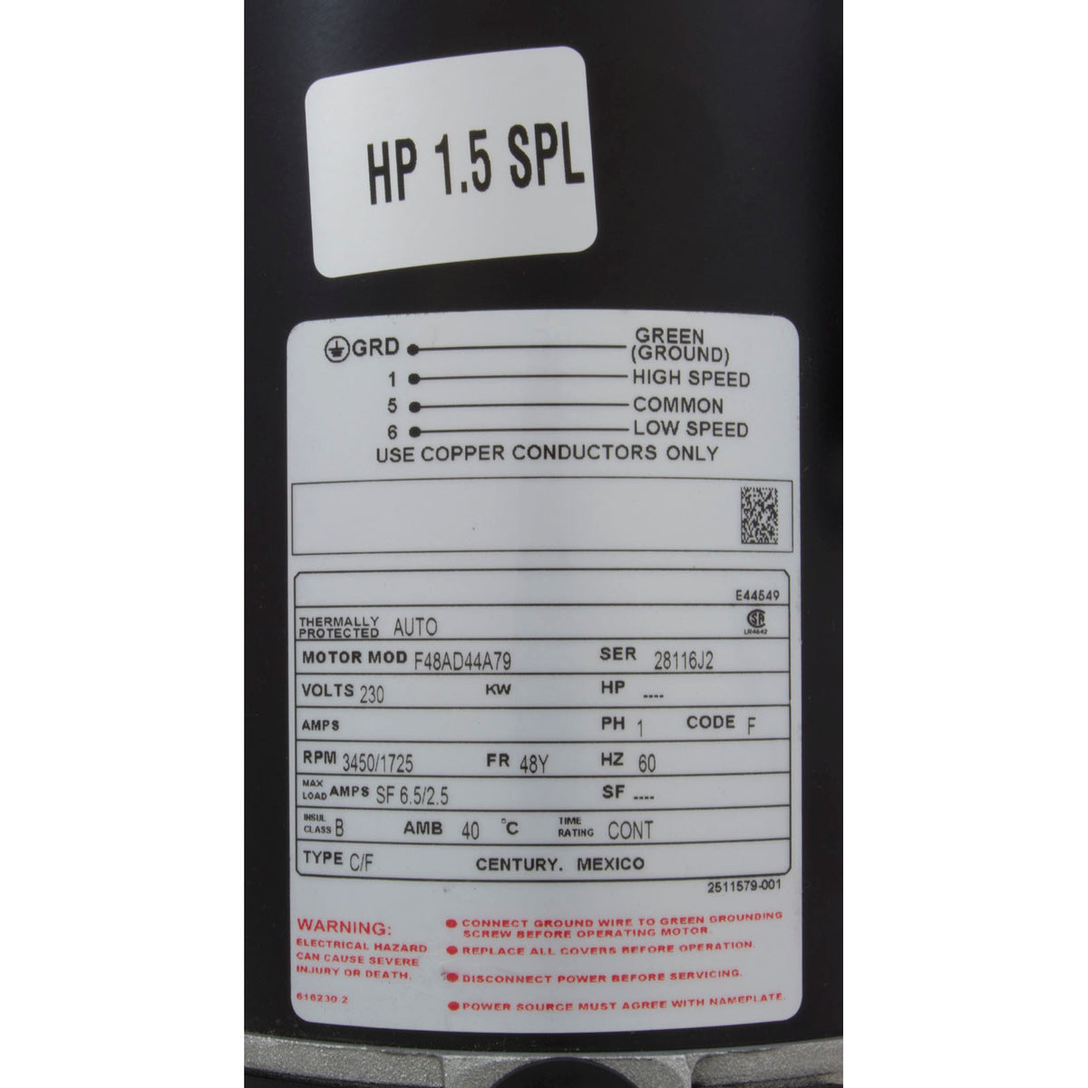 Pump, WW Exec, 1.5SPL Century, 230v, 2-Spd, 48fr, 2"
