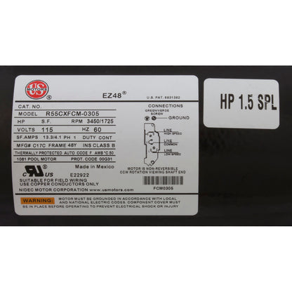 Bomba, WW Exec, 1,5 hp Nidec, 115 V, 2 velocidades, 48 ​​fr, 2-1/2" x 2", kit